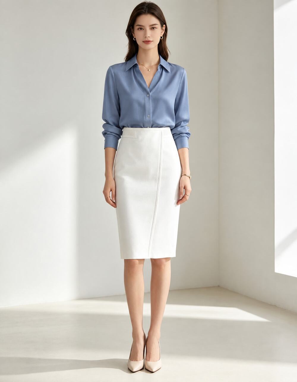 Boss Hugo Boss Crisp White Pencil Skirt - Classic Office Skirt